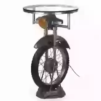 Upcycled Scooter End/Lamp table with Working Headlight